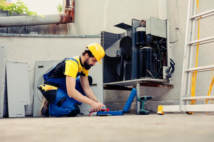 skilled-repairman-starting-annual-routine-maintenance-outdoor-air-conditioner-qualified-worker-preparing-toolkit-checking-refrigerant-leaks-responsible-reduced-cooling-efficiency_482257-67972